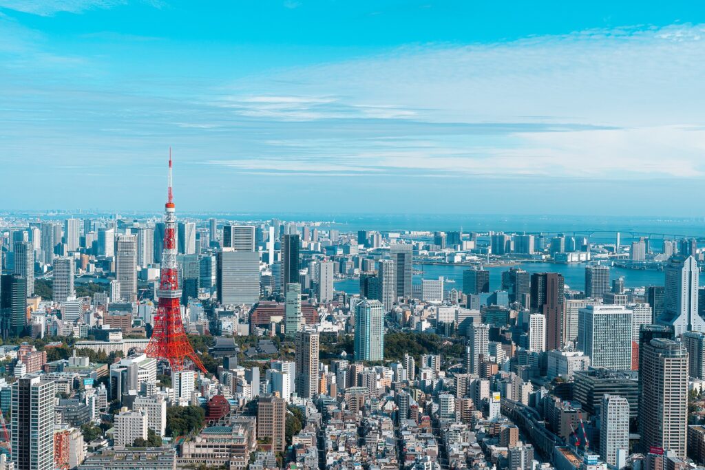 Tokyo skyline with Tokyo tower, the heart of the Kanto region