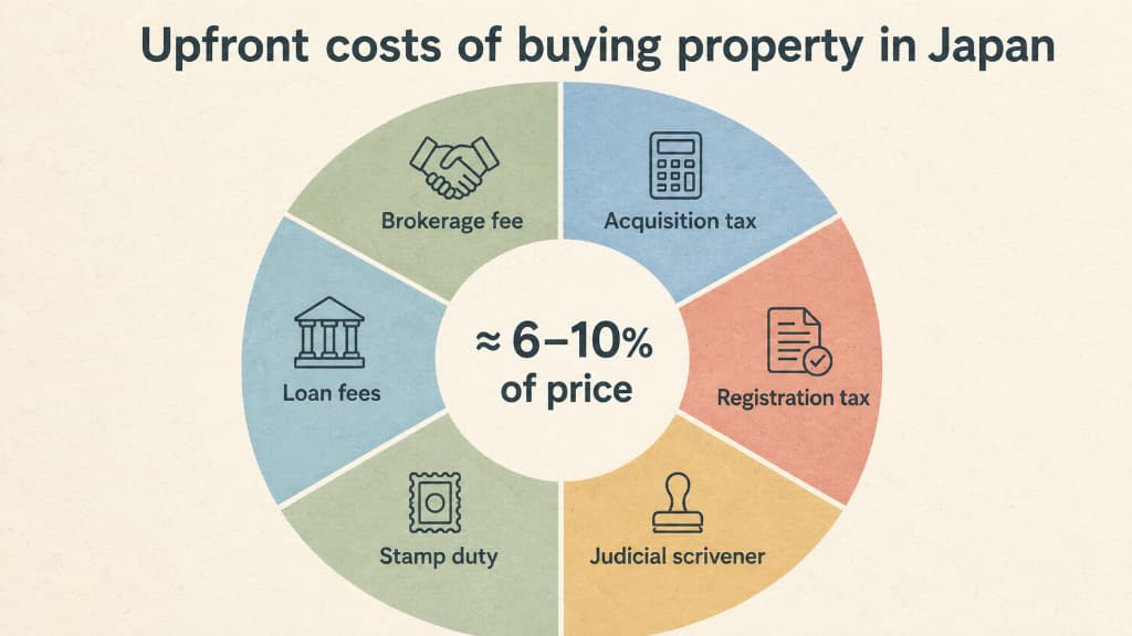 Breakdown of one-time costs and taxes when buying property in Japan as a foreigner