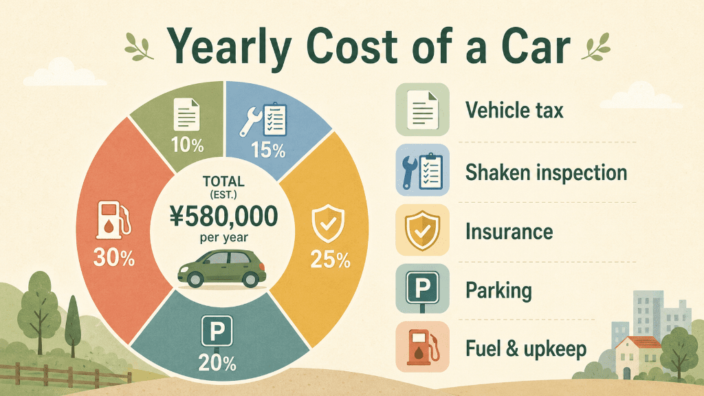 Breakdown of the yearly cost of owning a car in Japan