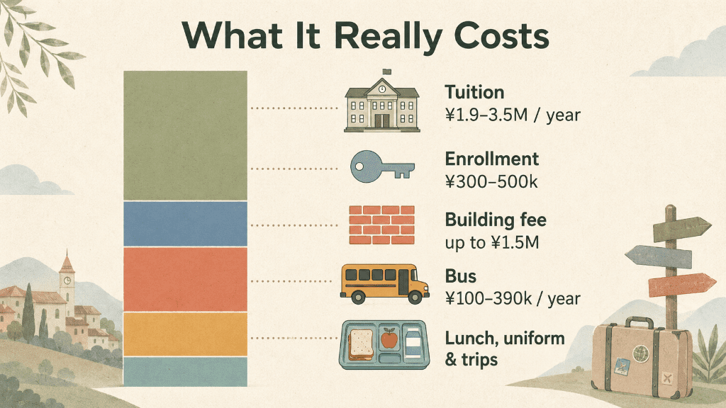 Breakdown of international school costs in Tokyo beyond headline tuition