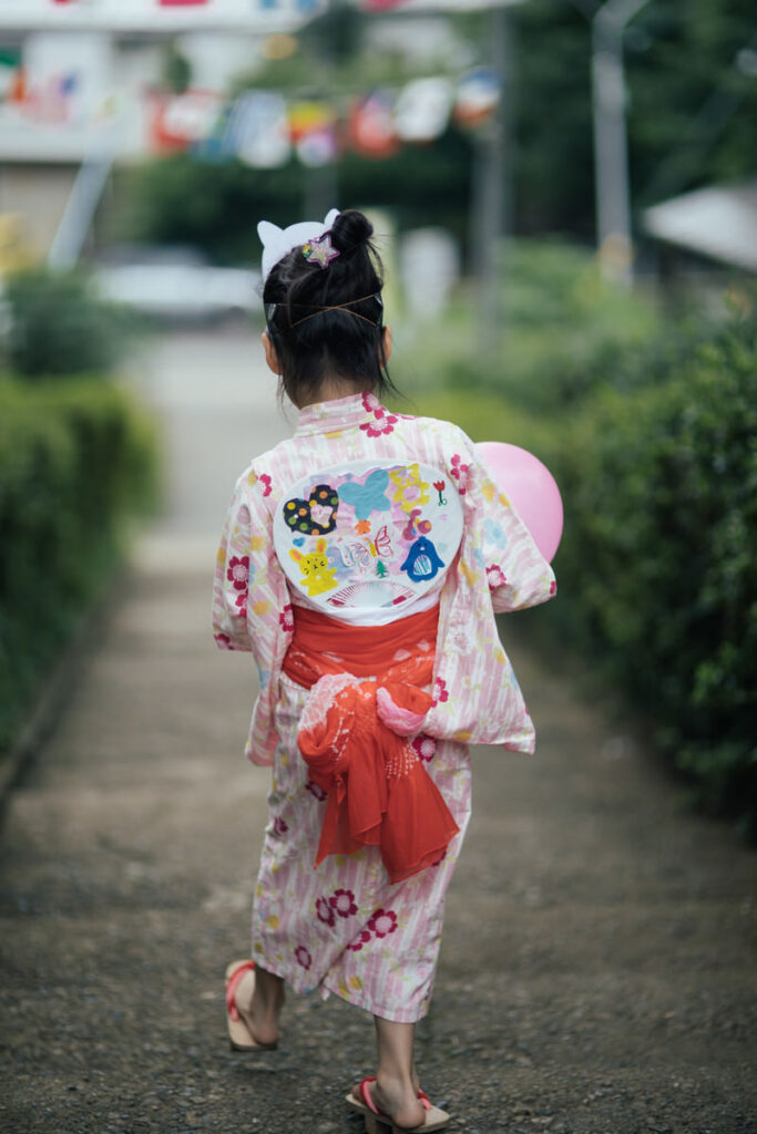 A Japanese girl wearing a lightweight cotton kimono, Yukata.