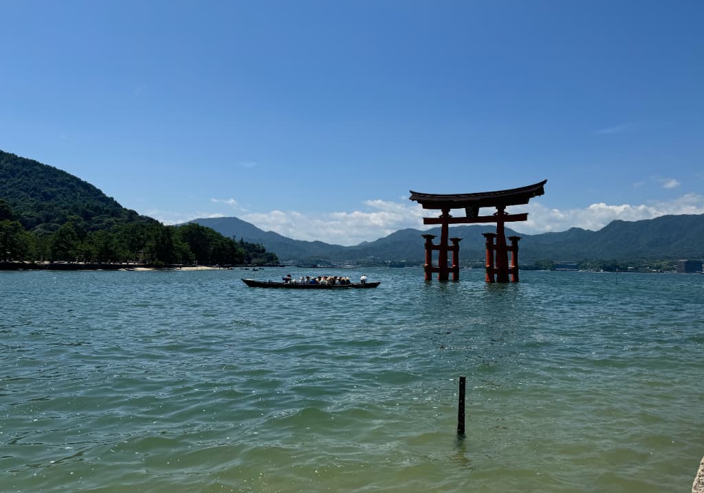 The floating Itsukushima torii gate near Hiroshima in the Chugoku region