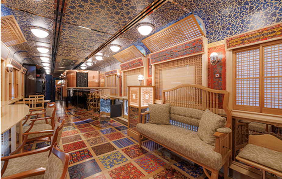 A stylish "two stars" train for excursion train trip in kyushu, japan.