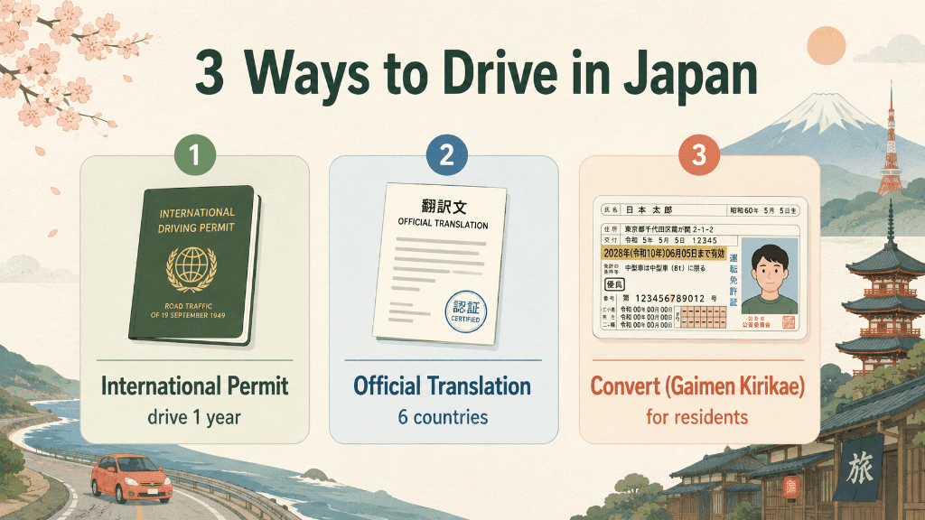 The three ways foreigners can drive in Japan: IDP, translation, or license conversion