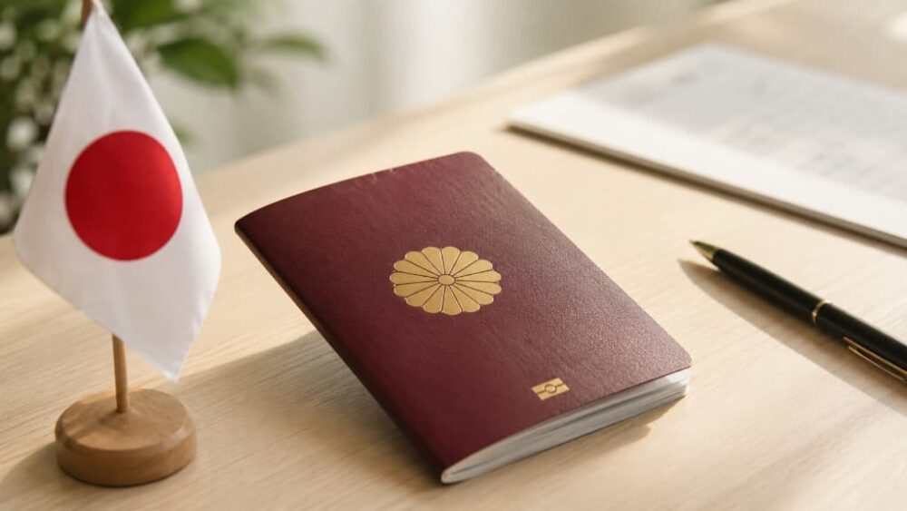 Japanese passport symbolizing naturalization and becoming a Japanese citizen